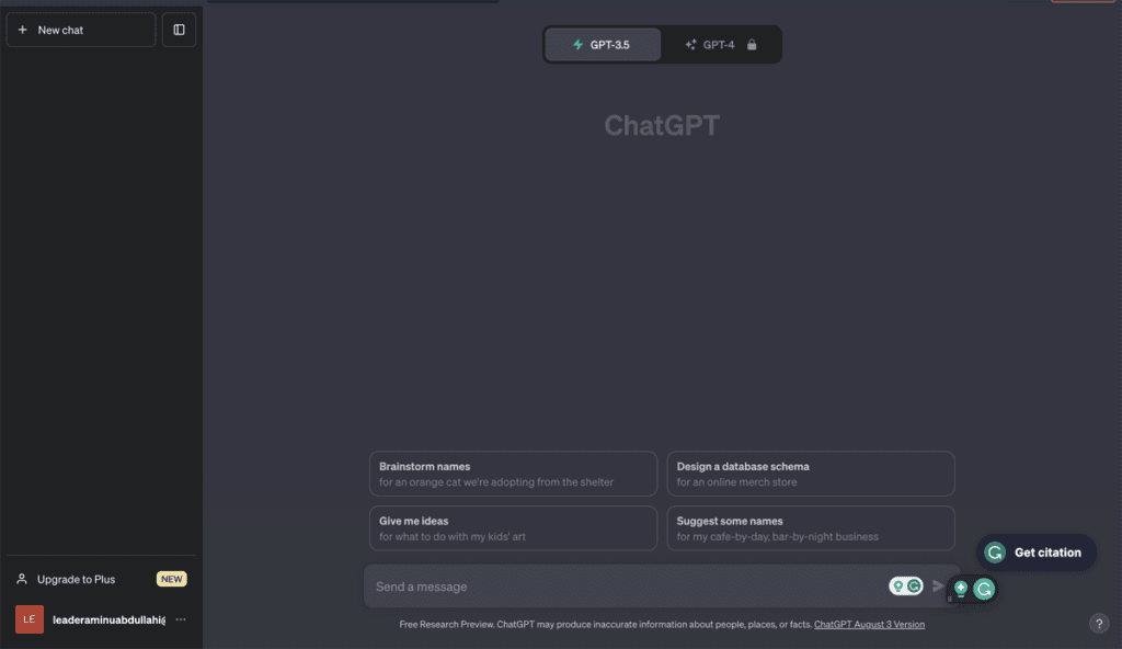 ChatGPT web interface.